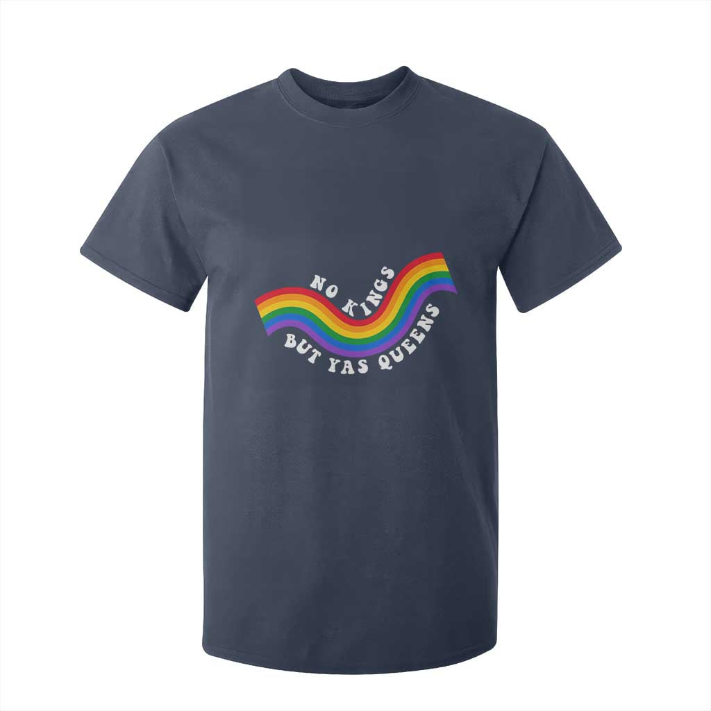 No Kings But Yas Queens LGBTQ Pride Retro Rainbow T Shirt For Kid