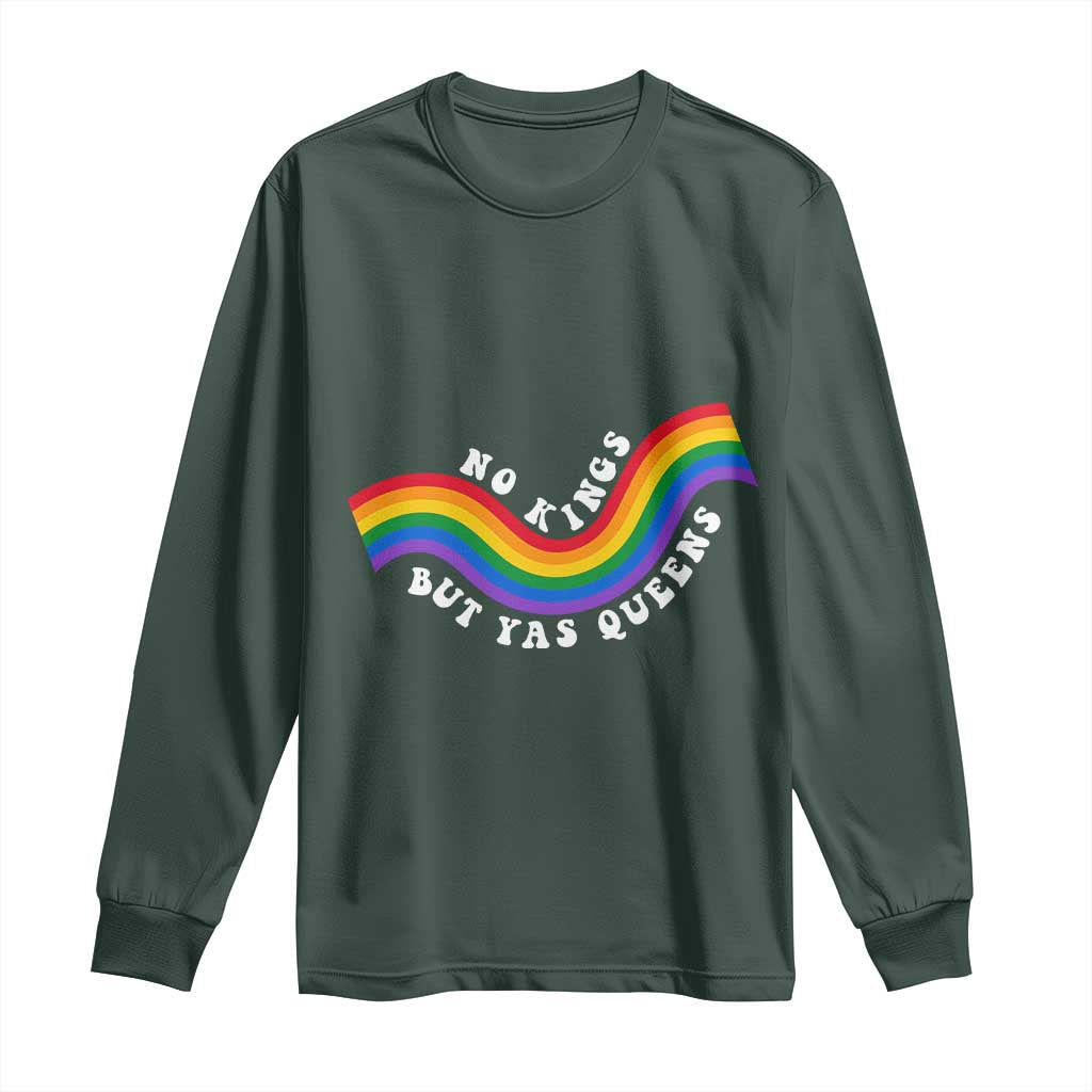 No Kings But Yas Queens LGBTQ Pride Retro Rainbow Long Sleeve Shirt