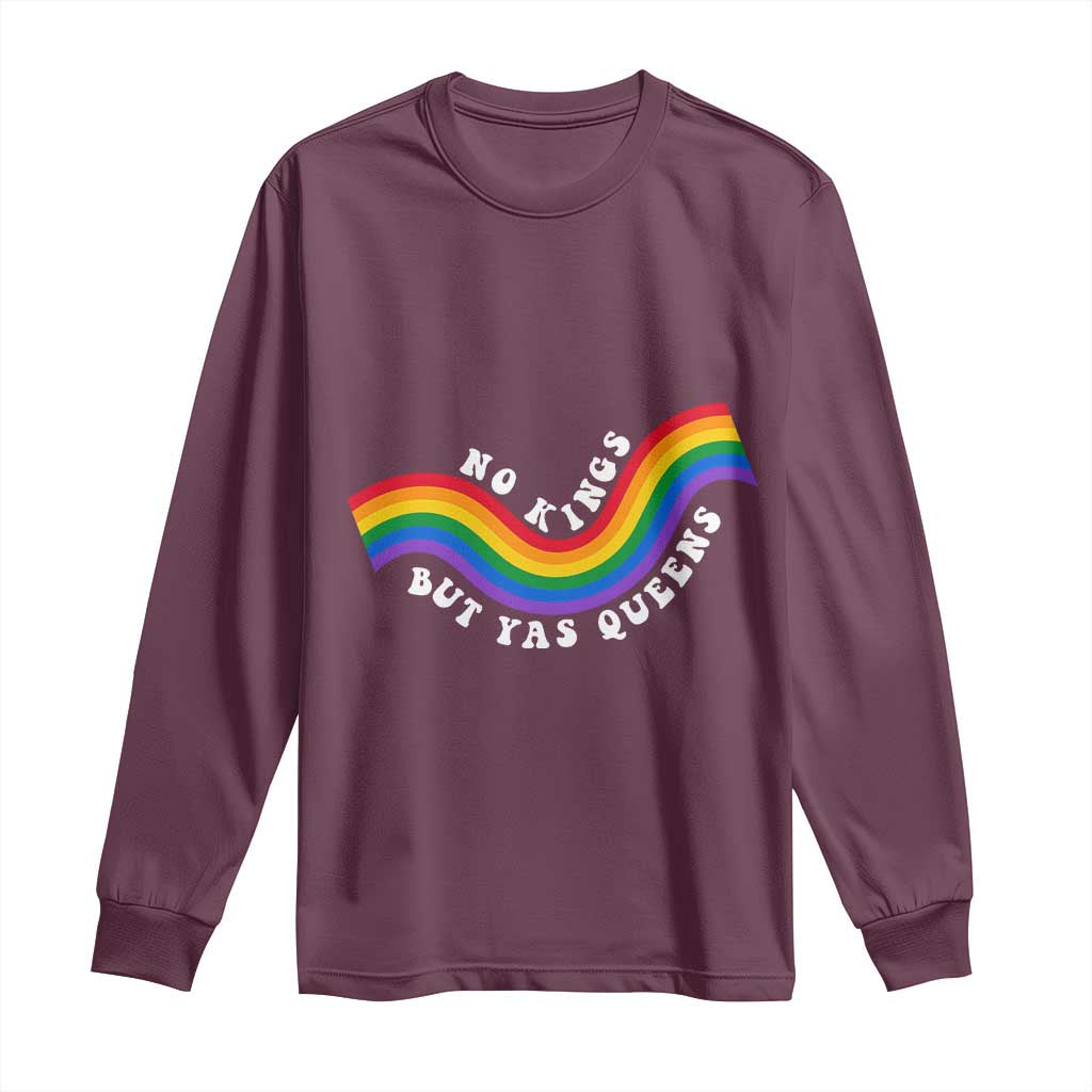 No Kings But Yas Queens LGBTQ Pride Retro Rainbow Long Sleeve Shirt