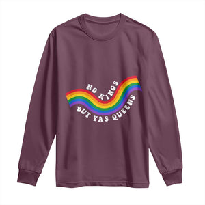 No Kings But Yas Queens LGBTQ Pride Retro Rainbow Long Sleeve Shirt