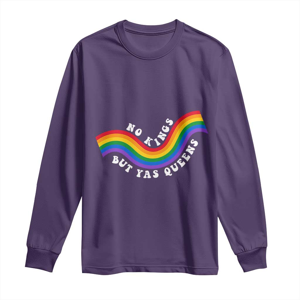 No Kings But Yas Queens LGBTQ Pride Retro Rainbow Long Sleeve Shirt