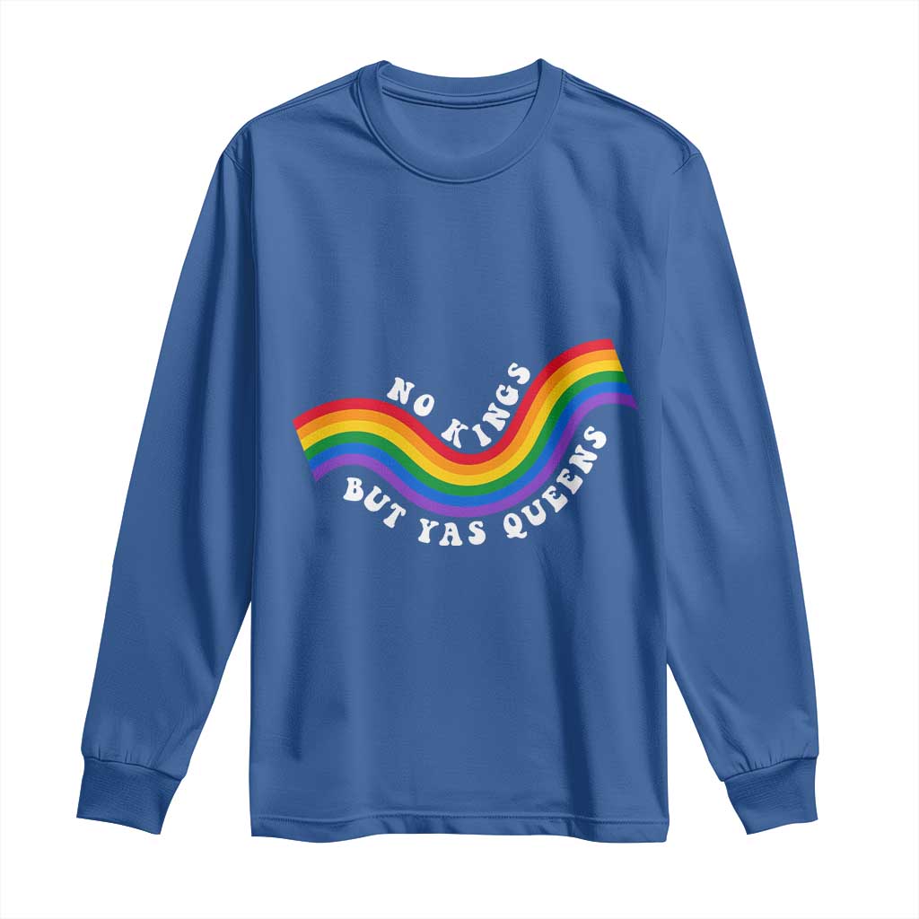 No Kings But Yas Queens LGBTQ Pride Retro Rainbow Long Sleeve Shirt