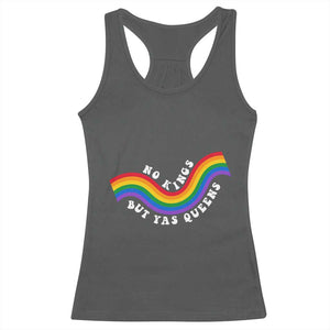 No Kings But Yas Queens LGBTQ Pride Retro Rainbow Racerback Tank Top