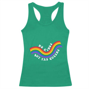 No Kings But Yas Queens LGBTQ Pride Retro Rainbow Racerback Tank Top