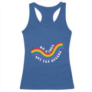 No Kings But Yas Queens LGBTQ Pride Retro Rainbow Racerback Tank Top