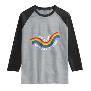 No Kings But Yas Queens LGBTQ Pride Retro Rainbow Raglan Shirt