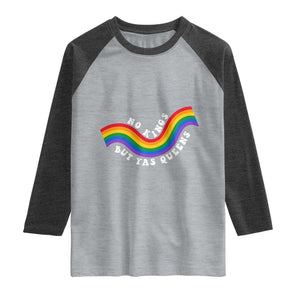No Kings But Yas Queens LGBTQ Pride Retro Rainbow Raglan Shirt