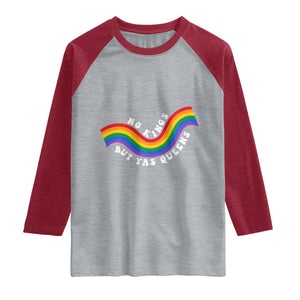 No Kings But Yas Queens LGBTQ Pride Retro Rainbow Raglan Shirt