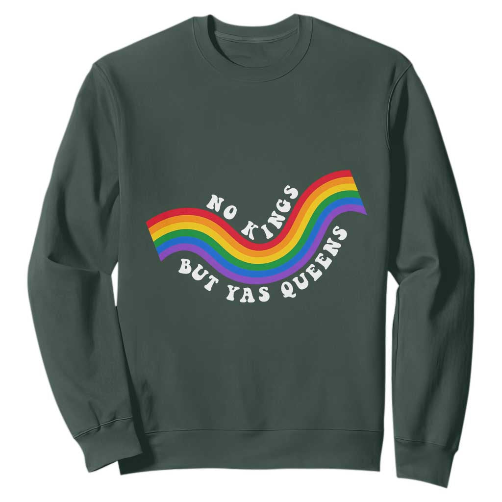 No Kings But Yas Queens LGBTQ Pride Retro Rainbow Sweatshirt