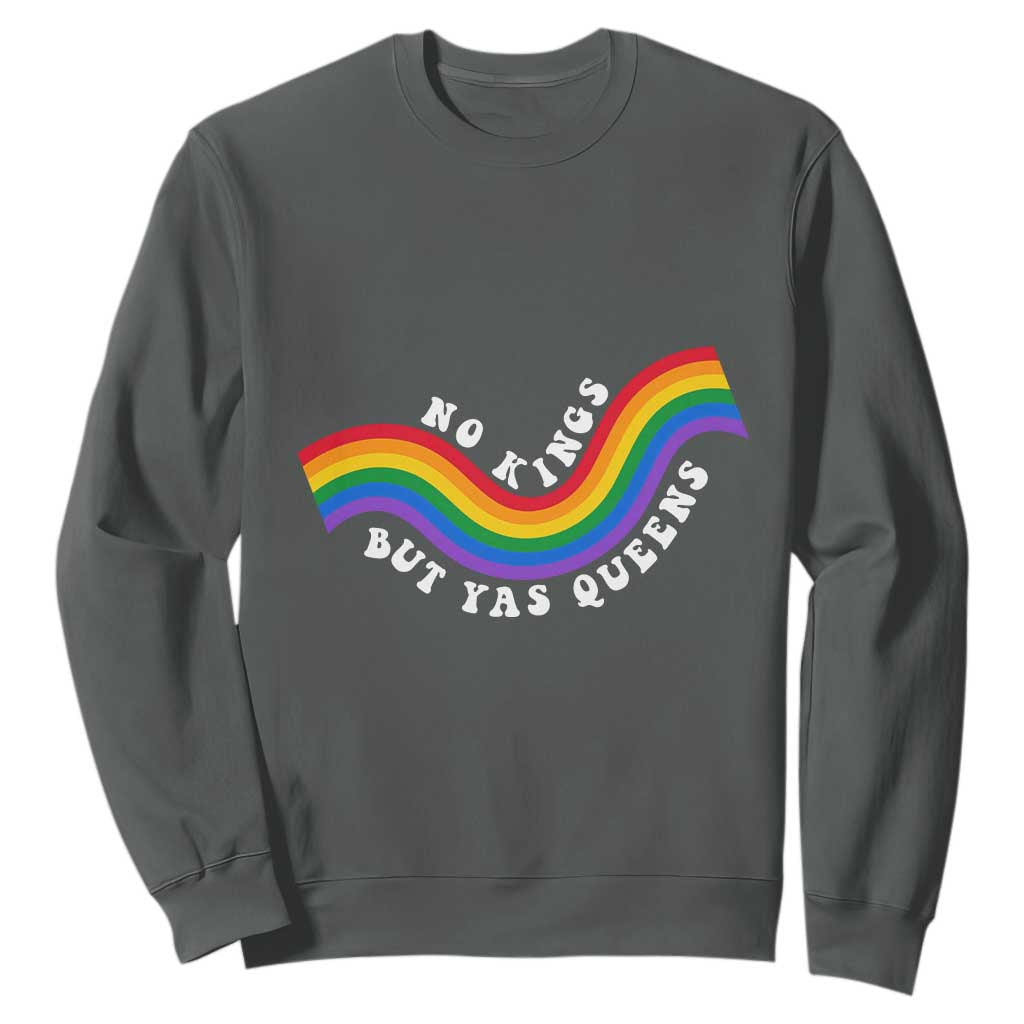 No Kings But Yas Queens LGBTQ Pride Retro Rainbow Sweatshirt