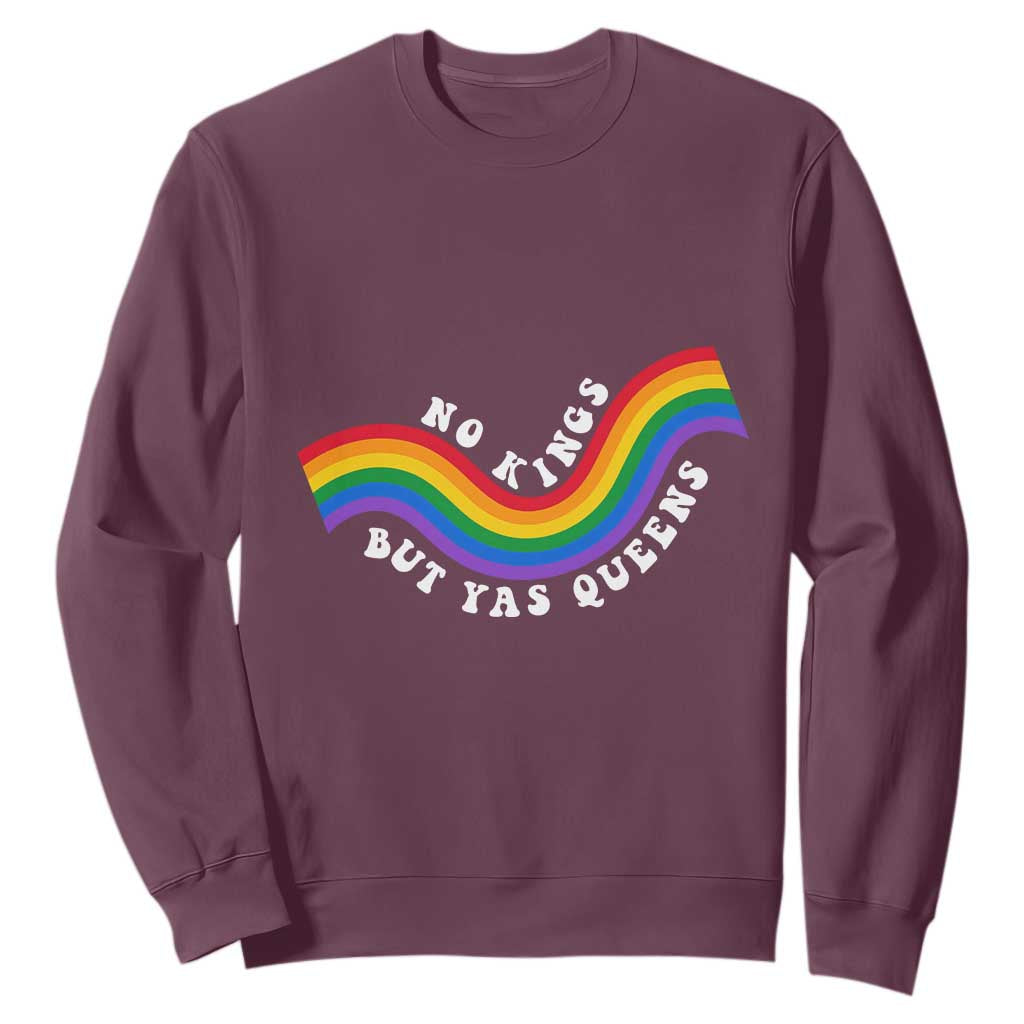 No Kings But Yas Queens LGBTQ Pride Retro Rainbow Sweatshirt