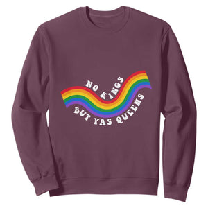 No Kings But Yas Queens LGBTQ Pride Retro Rainbow Sweatshirt