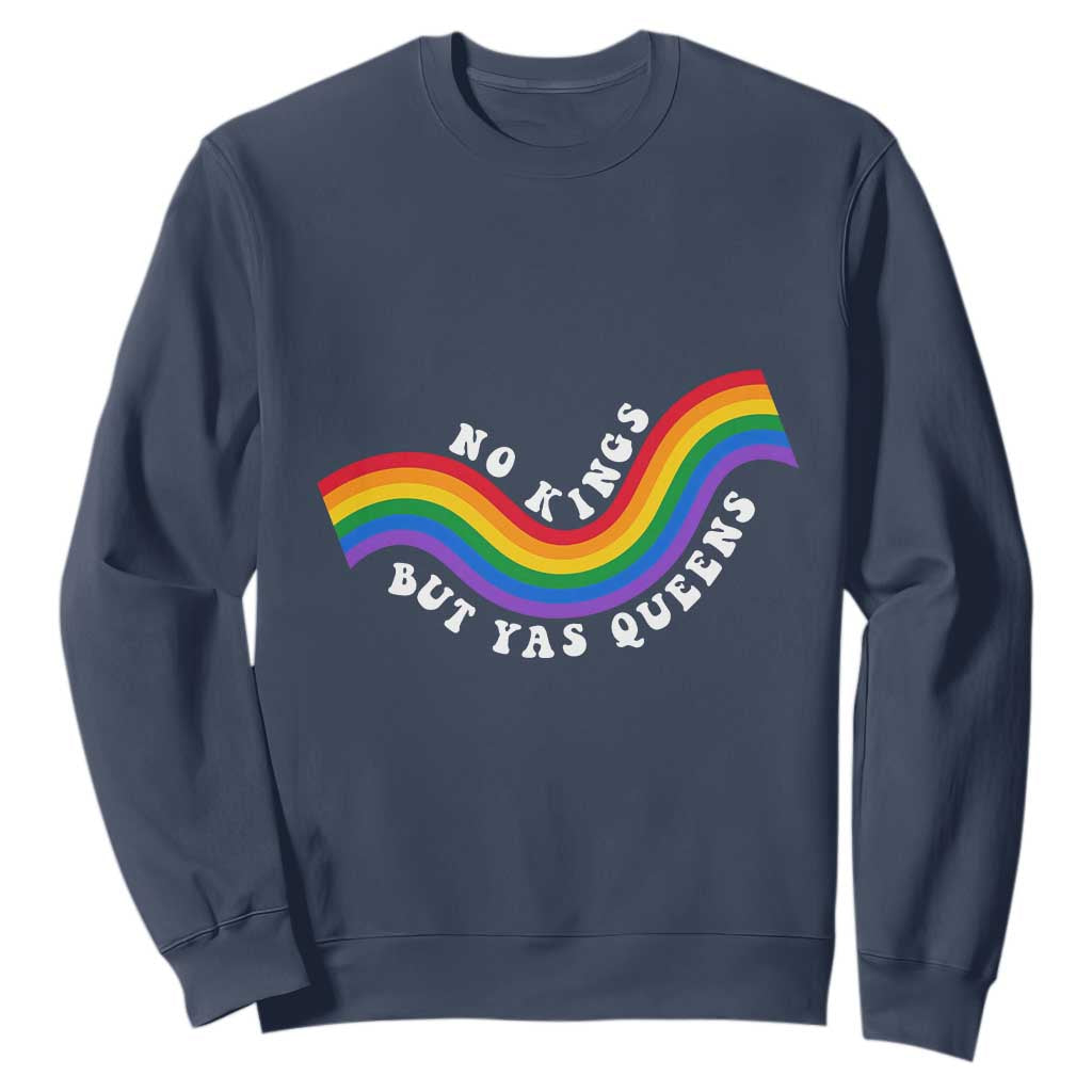 No Kings But Yas Queens LGBTQ Pride Retro Rainbow Sweatshirt