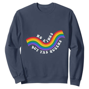 No Kings But Yas Queens LGBTQ Pride Retro Rainbow Sweatshirt