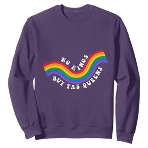 No Kings But Yas Queens LGBTQ Pride Retro Rainbow Sweatshirt