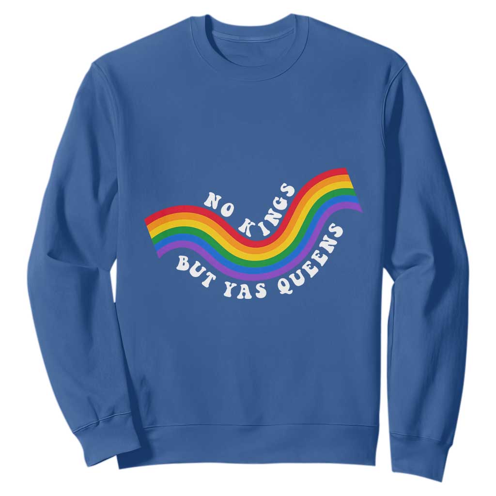 No Kings But Yas Queens LGBTQ Pride Retro Rainbow Sweatshirt
