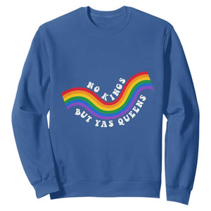 No Kings But Yas Queens LGBTQ Pride Retro Rainbow Sweatshirt