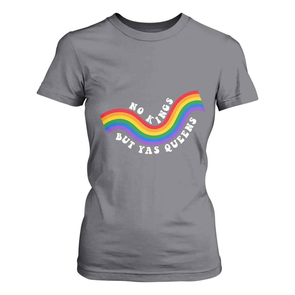 No Kings But Yas Queens LGBTQ Pride Retro Rainbow T Shirt For Women