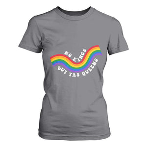 No Kings But Yas Queens LGBTQ Pride Retro Rainbow T Shirt For Women
