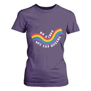 No Kings But Yas Queens LGBTQ Pride Retro Rainbow T Shirt For Women