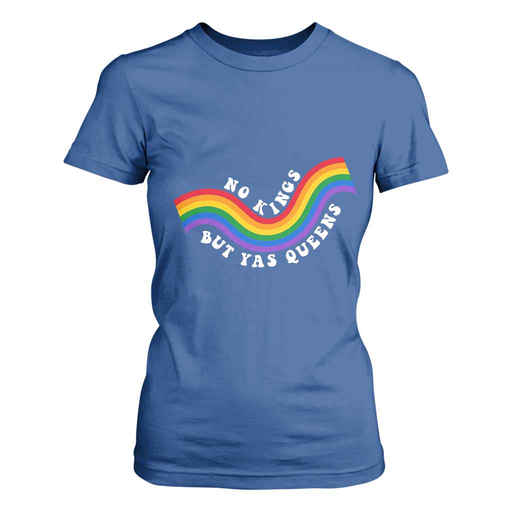 No Kings But Yas Queens LGBTQ Pride Retro Rainbow T Shirt For Women