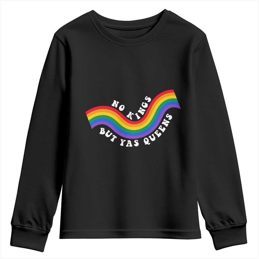 No Kings But Yas Queens LGBTQ Pride Retro Rainbow Youth Sweatshirt