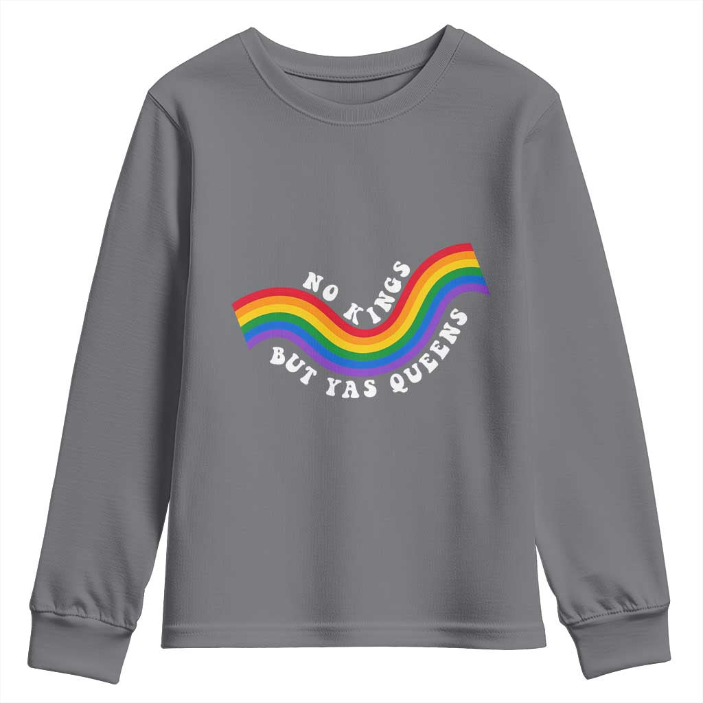 No Kings But Yas Queens LGBTQ Pride Retro Rainbow Youth Sweatshirt