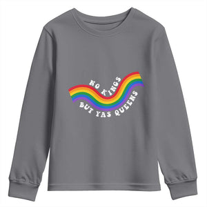 No Kings But Yas Queens LGBTQ Pride Retro Rainbow Youth Sweatshirt