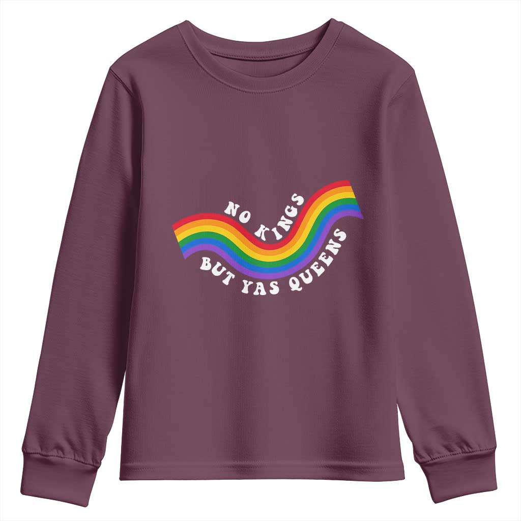 No Kings But Yas Queens LGBTQ Pride Retro Rainbow Youth Sweatshirt