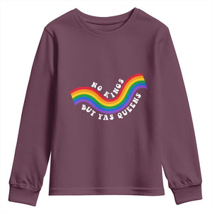 No Kings But Yas Queens LGBTQ Pride Retro Rainbow Youth Sweatshirt