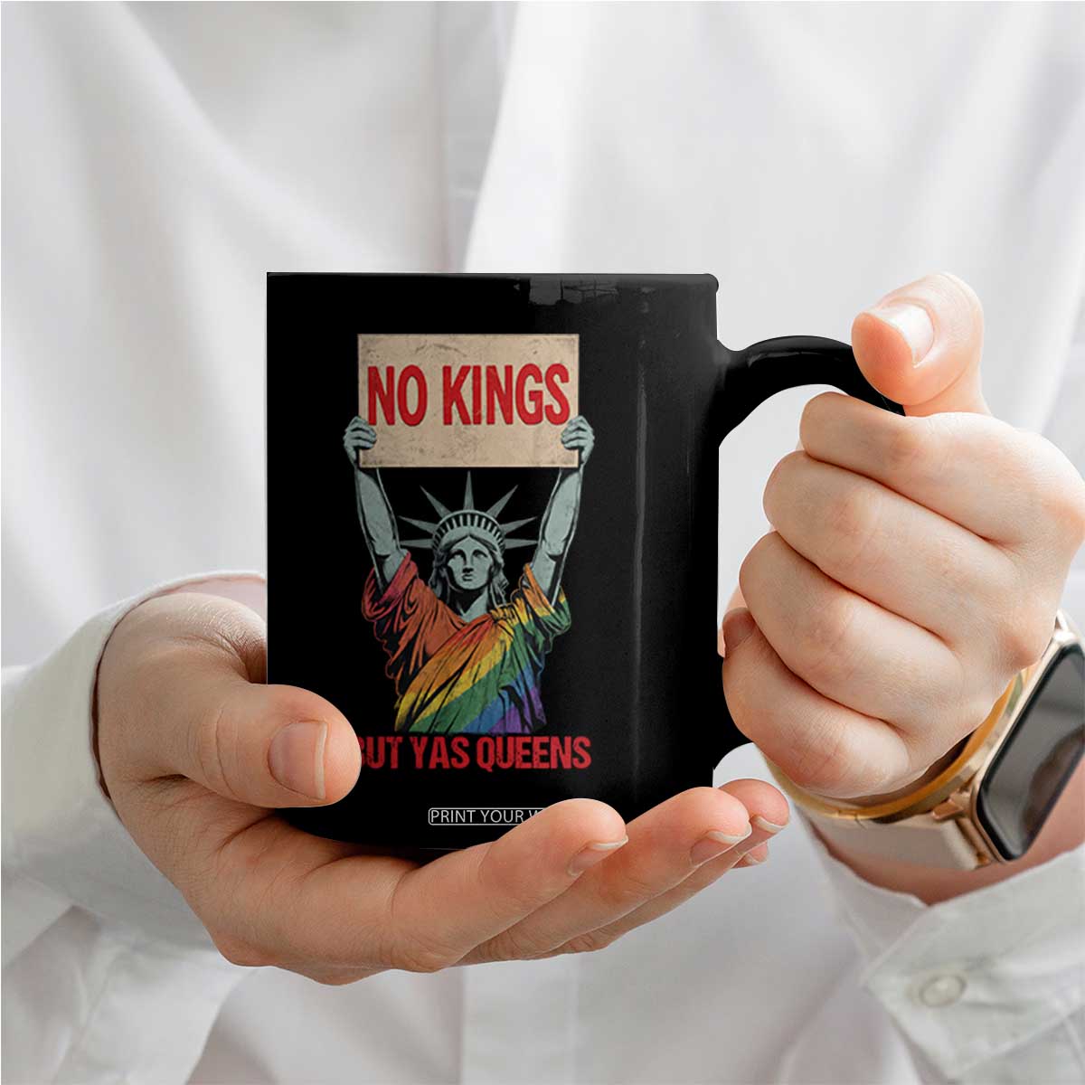 No Kings But Yas Queens Coffee Mug Statue Of Liberty LGBTQ Pride Ally Pride