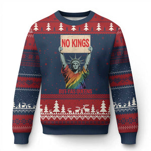 No Kings But Yas Queens Ugly Christmas Sweater Statue Of Liberty LGBTQ Pride Ally Pride
