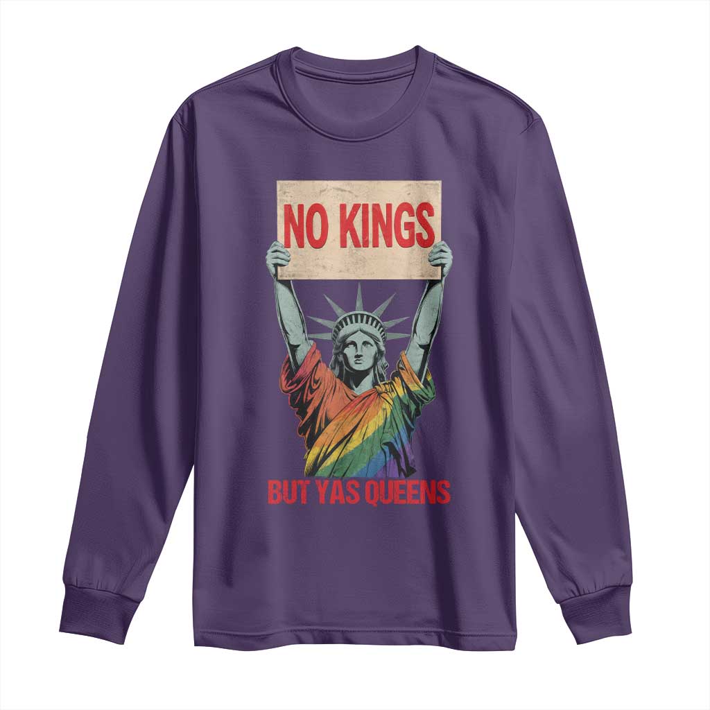 No Kings But Yas Queens Long Sleeve Shirt Statue Of Liberty LGBTQ Pride Ally Pride TS11 Purple Print Your Wear