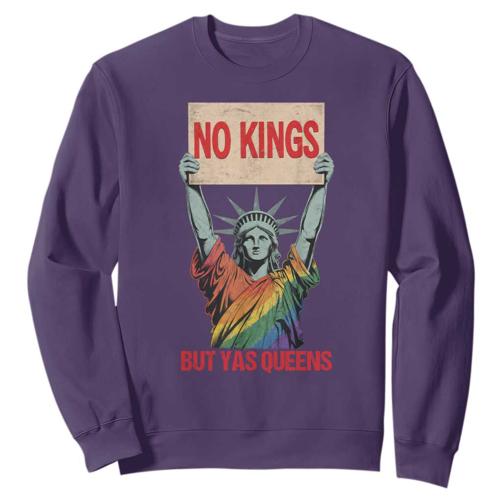 No Kings But Yas Queens Sweatshirt Statue Of Liberty LGBTQ Pride Ally Pride TS11 Purple Print Your Wear