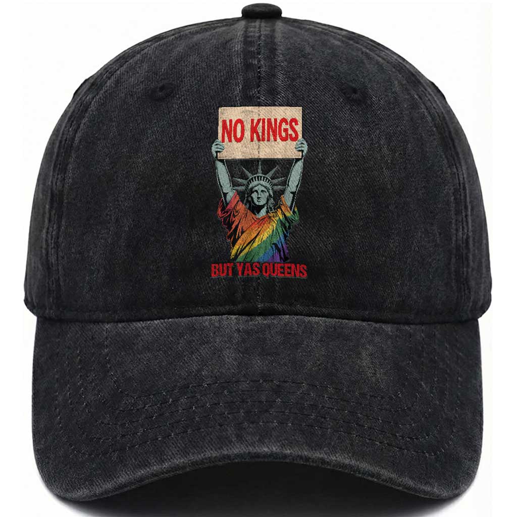 No Kings But Yas Queens Washed Cotton Baseball Cap Statue Of Liberty LGBTQ Pride Ally Pride TS11 Print Your Wear