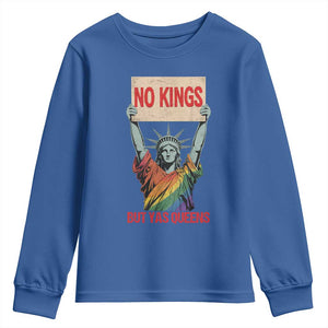 No Kings But Yas Queens Youth Sweatshirt Statue Of Liberty LGBTQ Pride Ally Pride TS11 Royal Blue Print Your Wear