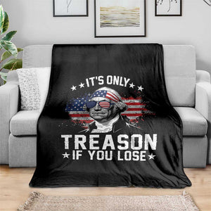 It Is Only Treason If You Lose George Washington Throw Blanket Funny 4th of July Vintage American Flag