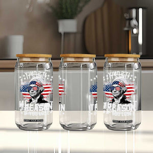 It Is Only Treason If You Lose George Washington Glass Can Funny 4th of July Vintage American Flag