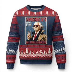 George Washington America's 1st Influencer Ugly Christmas Sweater Funny Founding Father USA