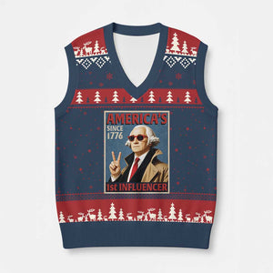 George Washington America's 1st Influencer V-Neck Knit Sweater Vest Funny Founding Father USA