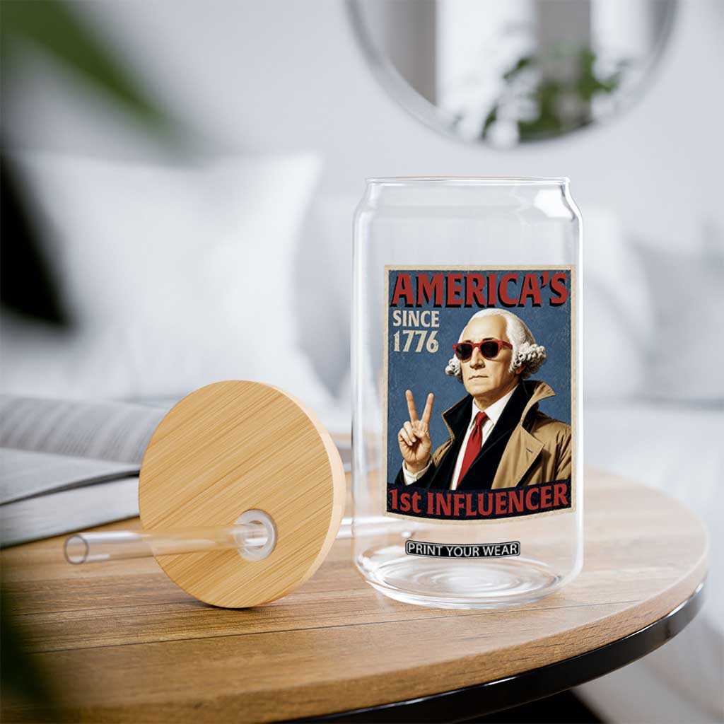 George Washington America's 1st Influencer Glass Can Funny Founding Father USA