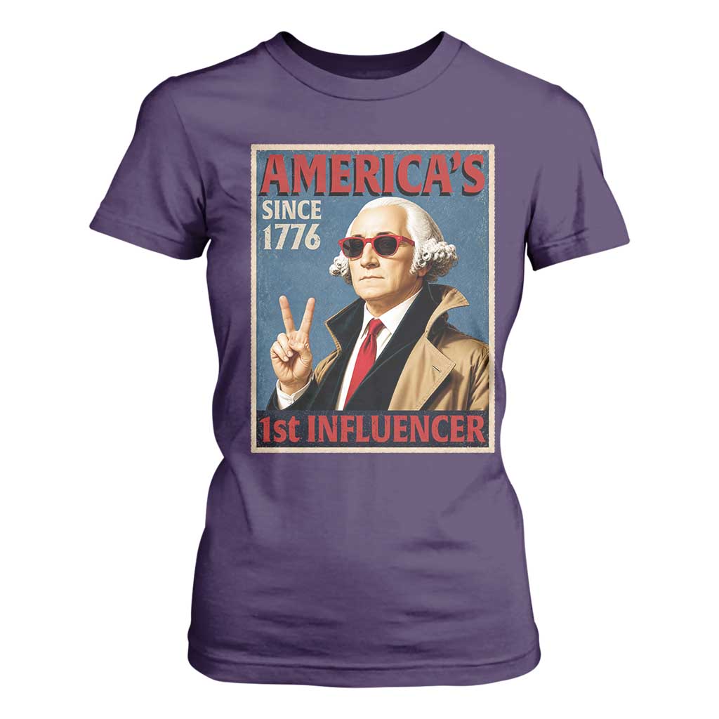 George Washington America's 1st Influencer T Shirt For Women Funny Founding Father USA