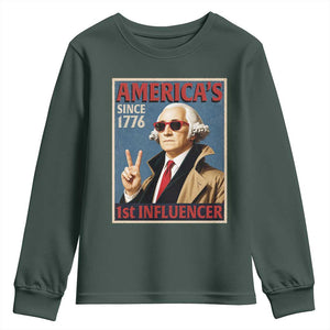 George Washington America's 1st Influencer Youth Sweatshirt Funny Founding Father USA
