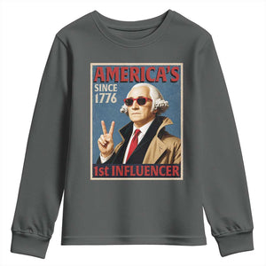 George Washington America's 1st Influencer Youth Sweatshirt Funny Founding Father USA
