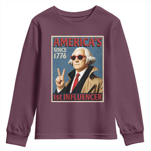 George Washington America's 1st Influencer Youth Sweatshirt Funny Founding Father USA