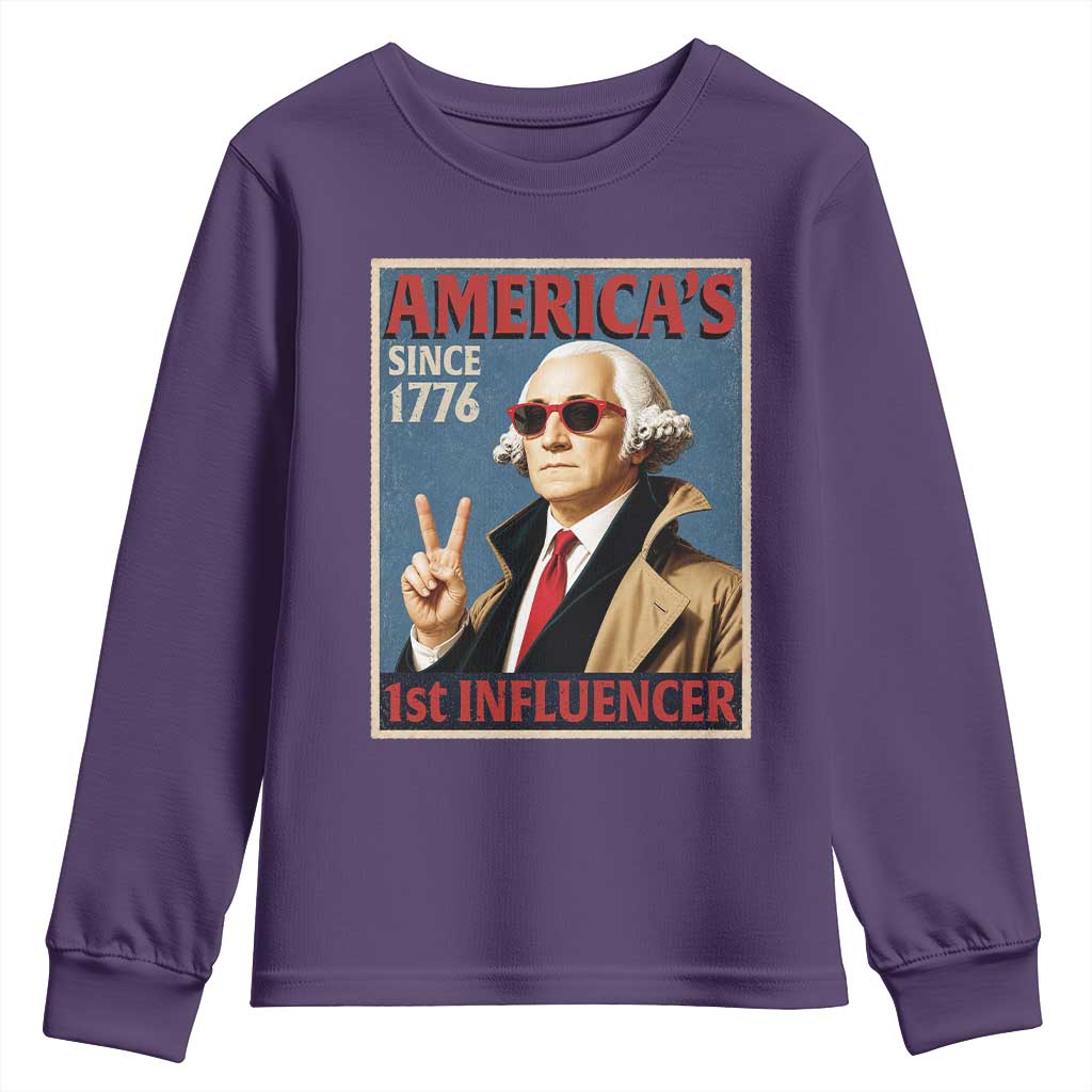 George Washington America's 1st Influencer Youth Sweatshirt Funny Founding Father USA