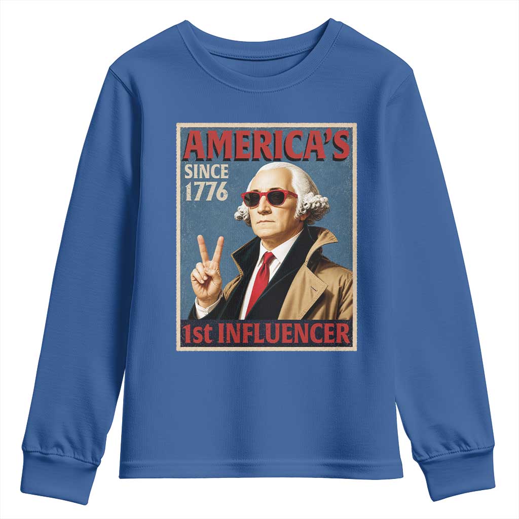 George Washington America's 1st Influencer Youth Sweatshirt Funny Founding Father USA