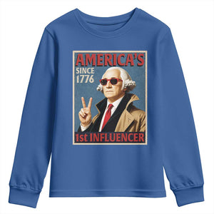 George Washington America's 1st Influencer Youth Sweatshirt Funny Founding Father USA