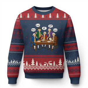 Founding Fathers 67 Bruh Sigma Ugly Christmas Sweater Funny US History Meme