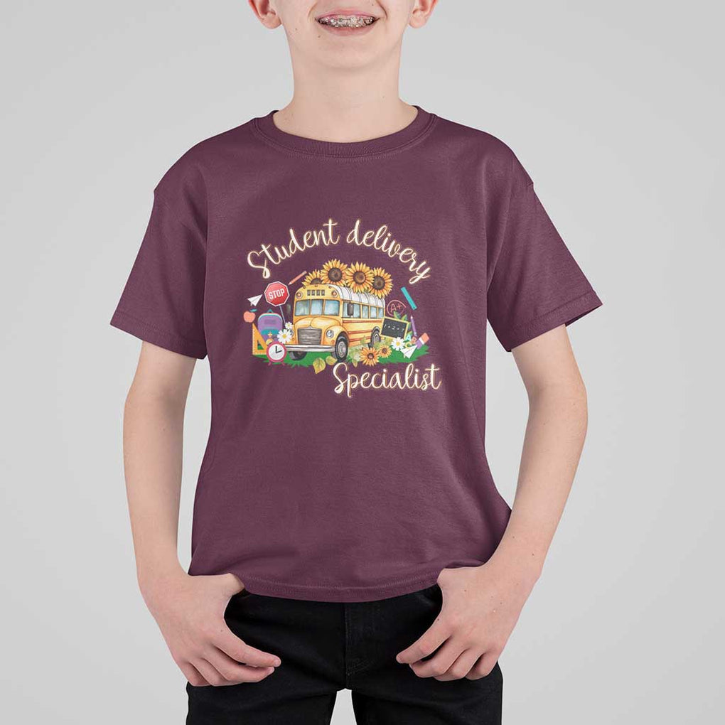 School Bus Driver T Shirt For Kid Student Delivery Specialist TS11 Maroon Print Your Wear